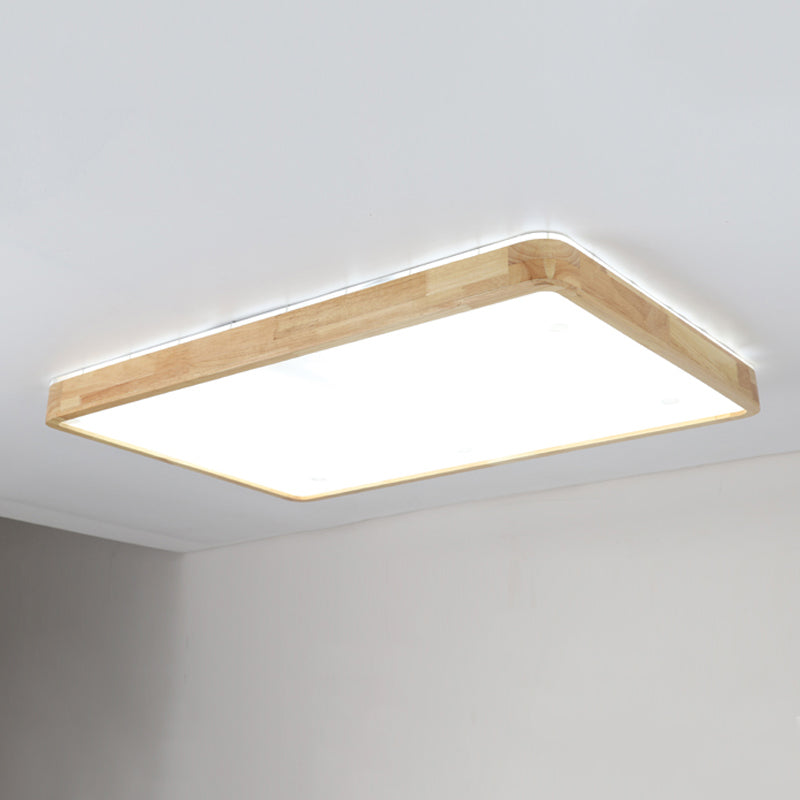 Plafonnier encastré en bois de forme carrée, style moderne, éclairage encastré à 1 lumière en marron