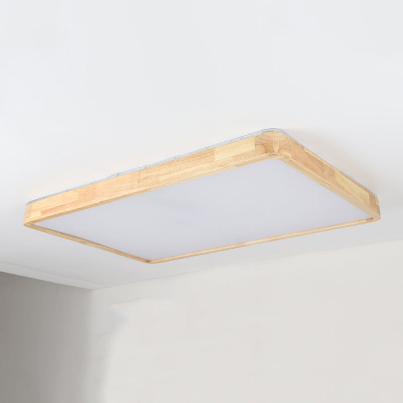Plafonnier encastré en bois de forme carrée, style moderne, éclairage encastré à 1 lumière en marron