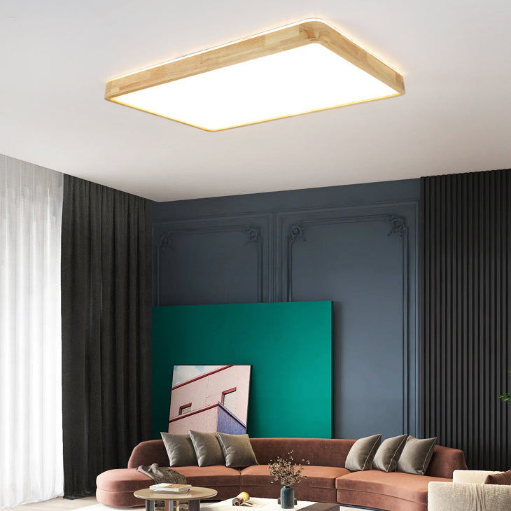 Plafonnier encastré en bois de forme carrée, style moderne, éclairage encastré à 1 lumière en marron