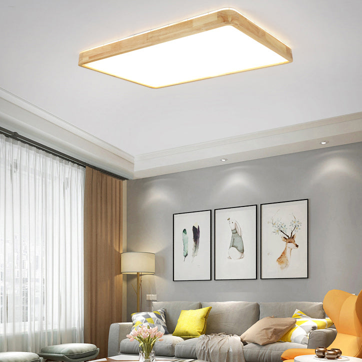 Plafonnier encastré en bois de forme carrée, style moderne, éclairage encastré à 1 lumière en marron