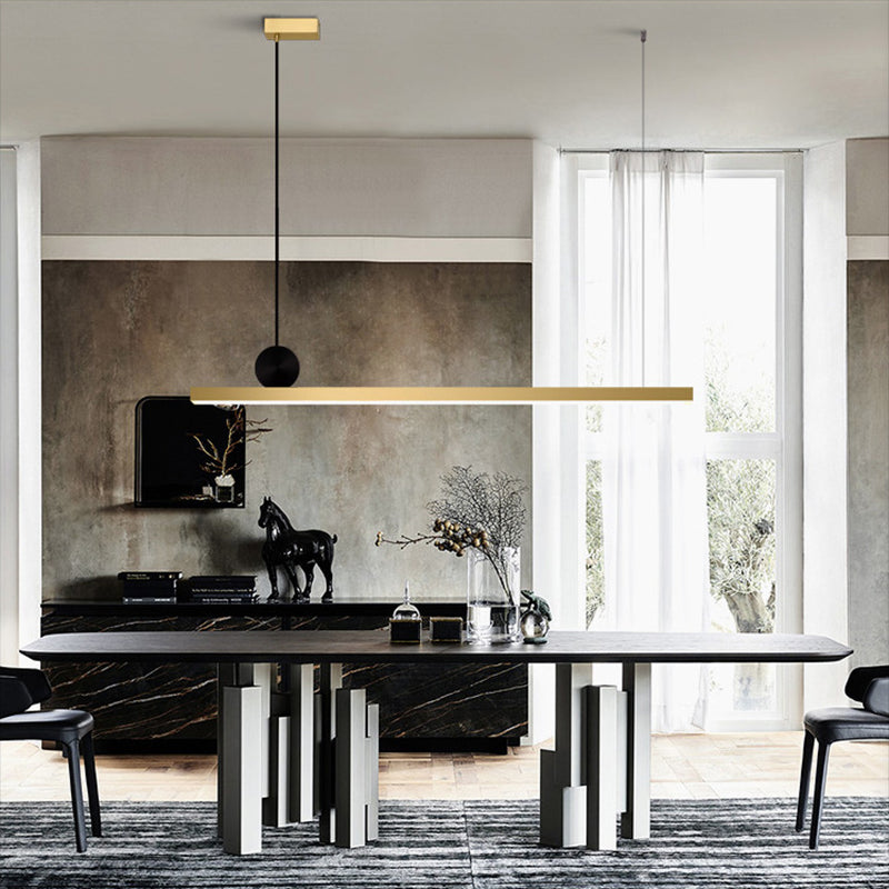 Gold Island Lights Modernes 1-Licht-Restaurant Lineare Aufhängungslampen mit Acrylschatten