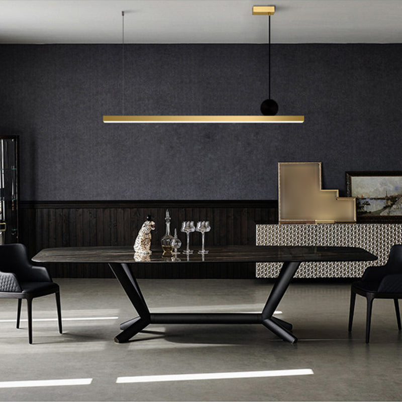 Gold Island Lights Modernes 1-Licht-Restaurant Lineare Aufhängungslampen mit Acrylschatten