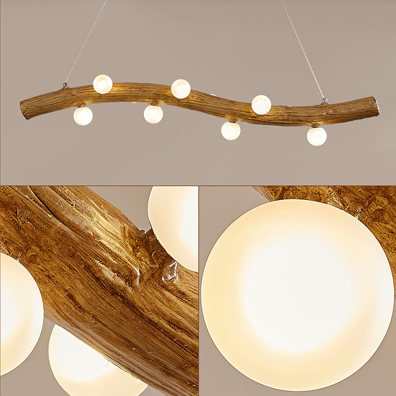 Resin Island Lights Lámparas de suspensión de tocón de restaurante múltiples de múltiples cabezas con sombra de vidrio