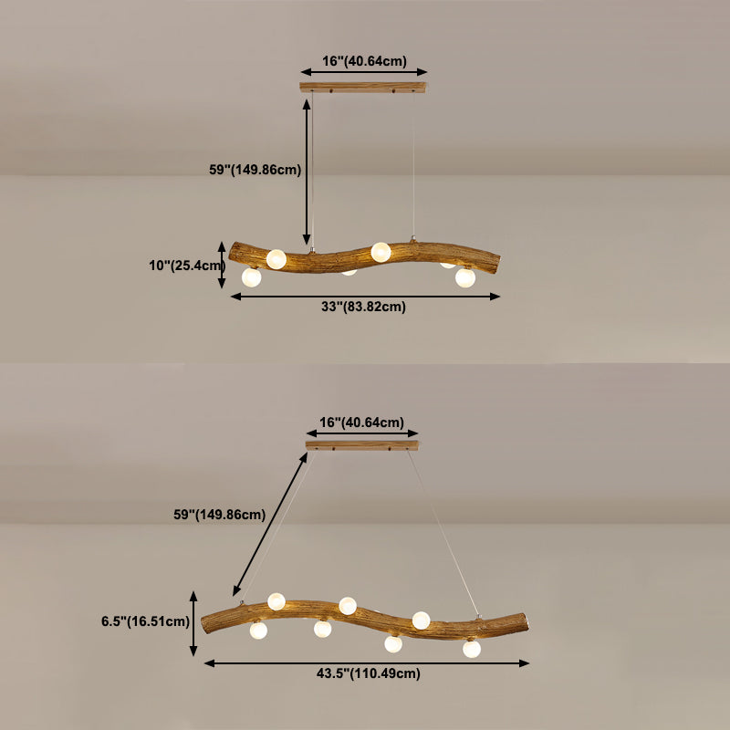 Resin Island Lights Lámparas de suspensión de tocón de restaurante múltiples de múltiples cabezas con sombra de vidrio