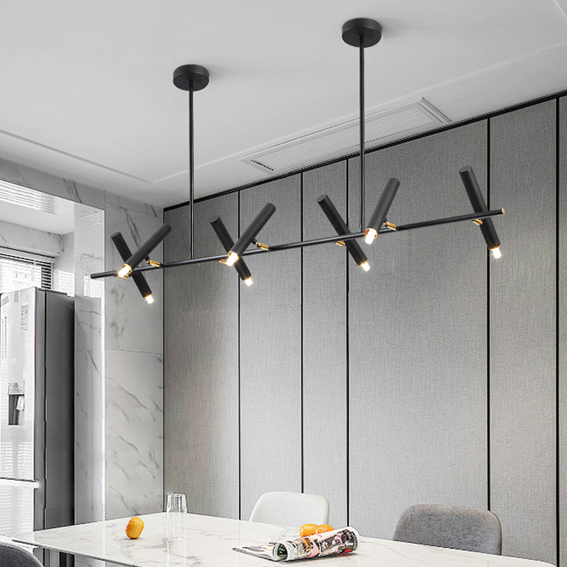 Black metalen tracklamp eenvoudige stijl multi-head lineaire restaurant eilandverlichting armaturen