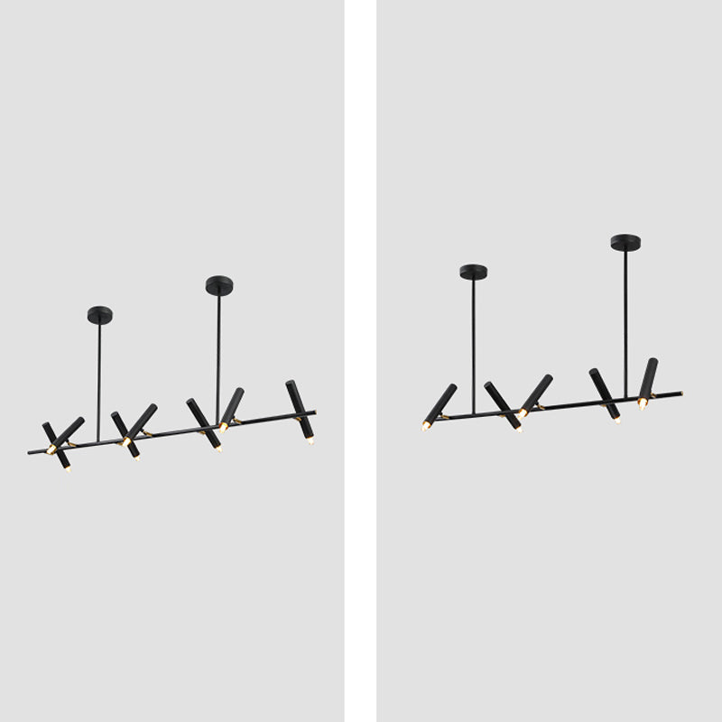 Black metalen tracklamp eenvoudige stijl multi-head lineaire restaurant eilandverlichting armaturen