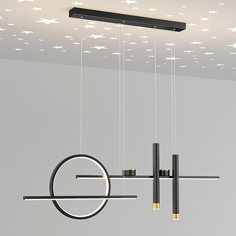 Moderne geometrie Island Lichtarmaturen Multi-hoofd restaurant Hangende lamp met Spotlight