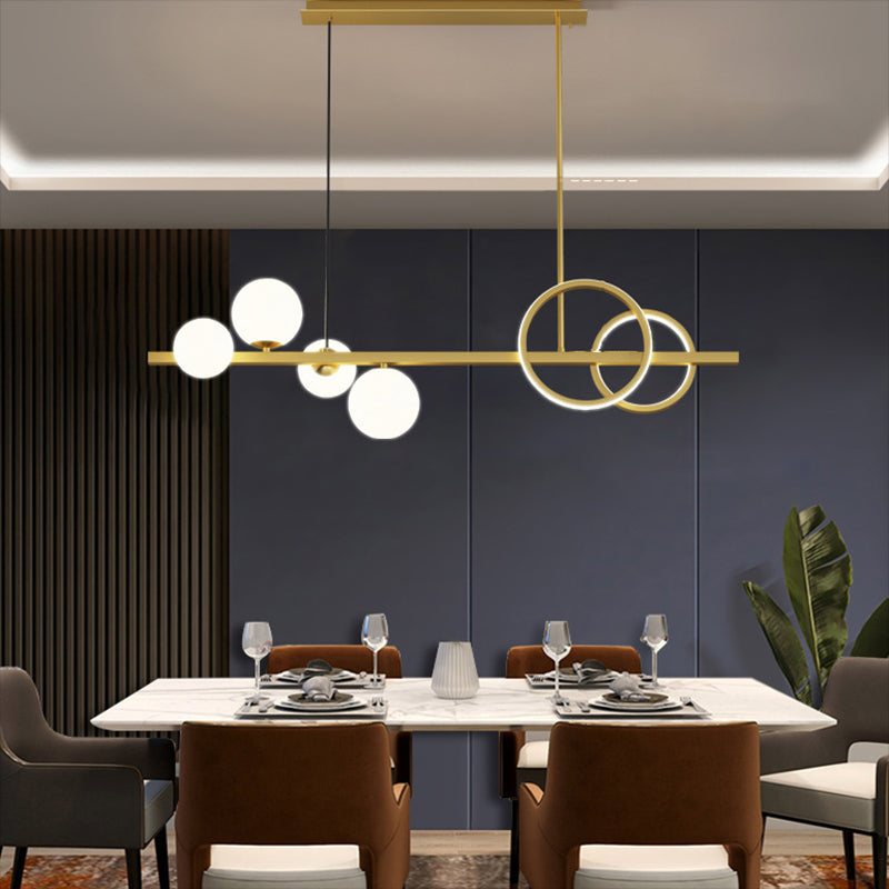 Moderne geometrie Island Lichtarmaturen Multi-hoofd restaurant Hanglamp met glazen schaduw