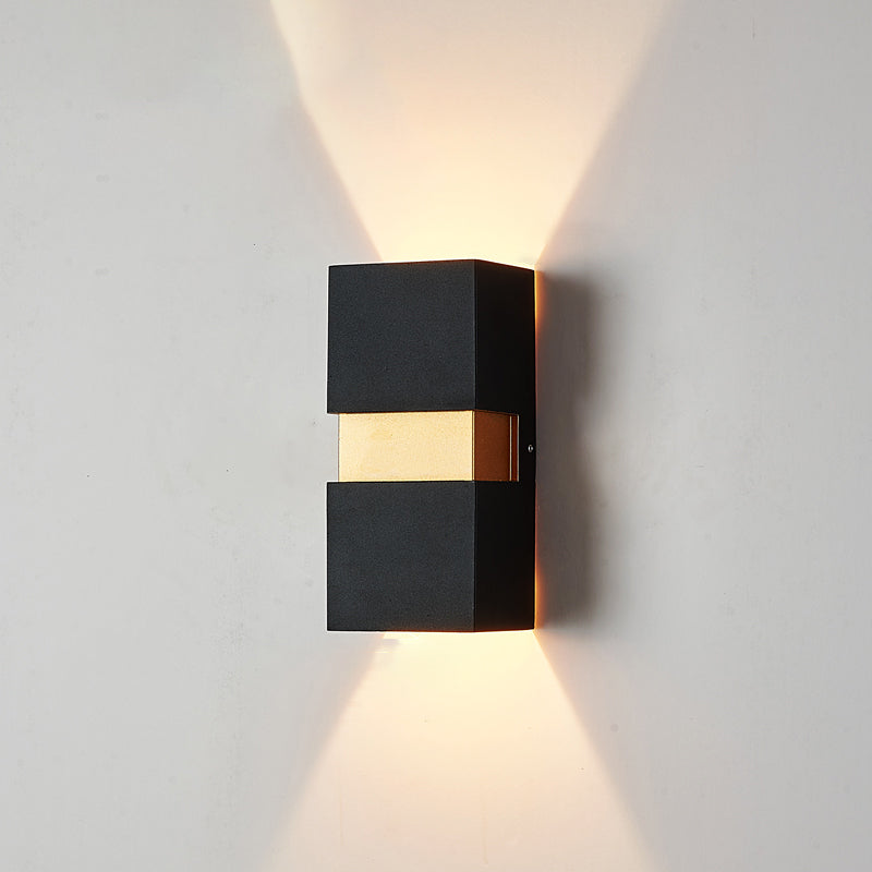 Luz de pared de aluminio de estilo moderno Cuboid 2 luces LED Pared Splock para al aire libre