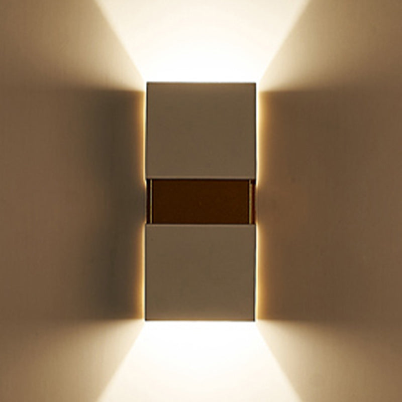Modern Style Aluminum Wall Light Cuboid 2 Lights LED Wall Sconce for Outdoors