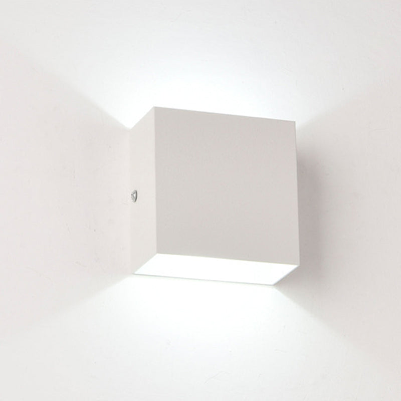 2-Lights Aluminum Wall Light Modern Cube 4" Wide Wall Sconce for Living Room
