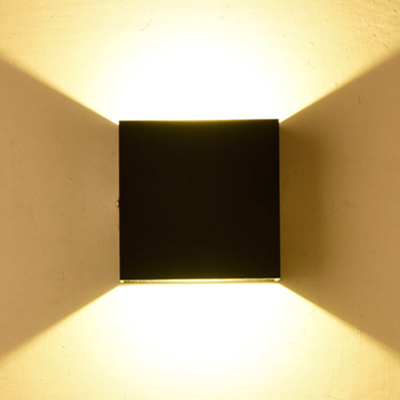 2-Lights Aluminum Wall Light Modern Cube 4" Wide Wall Sconce for Living Room