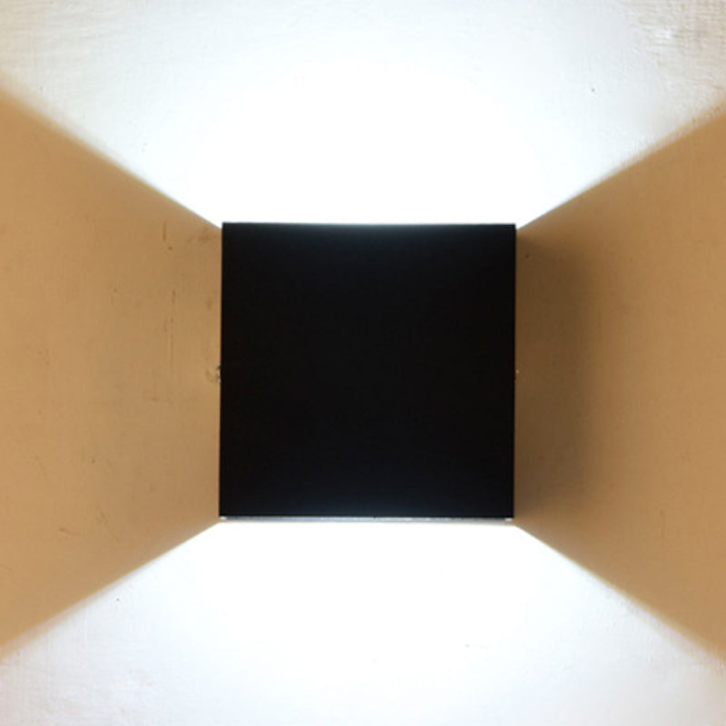 2-Lights Aluminum Wall Light Modern Cube 4" Wide Wall Sconce for Living Room