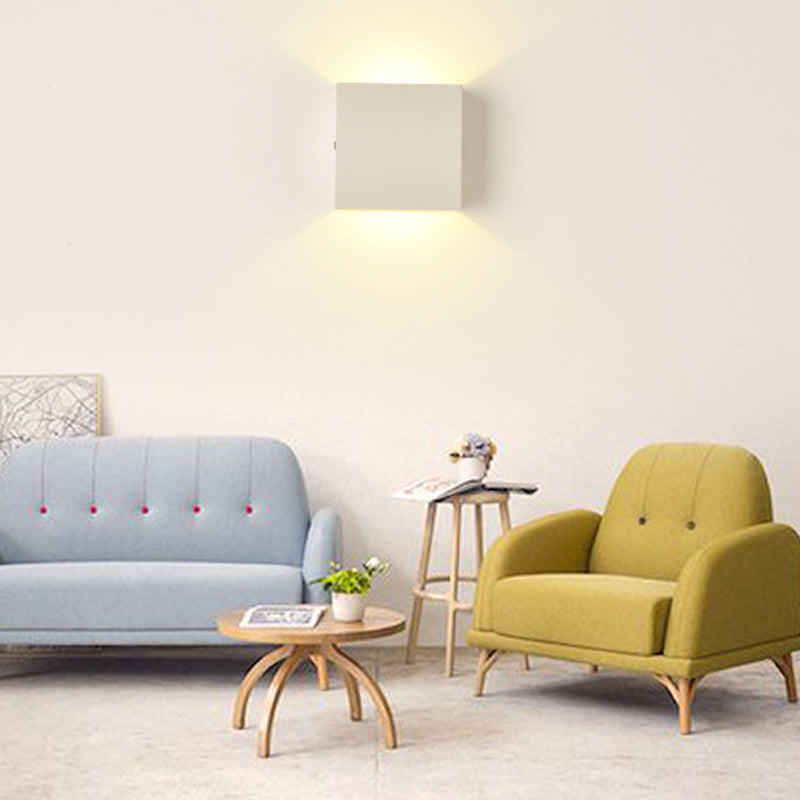 2-Lights Aluminum Wall Light Modern Cube 4" Wide Wall Sconce for Living Room