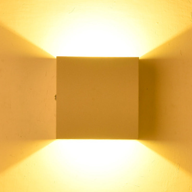 2-Lights Aluminum Wall Light Modern Cube 4" Wide Wall Sconce for Living Room