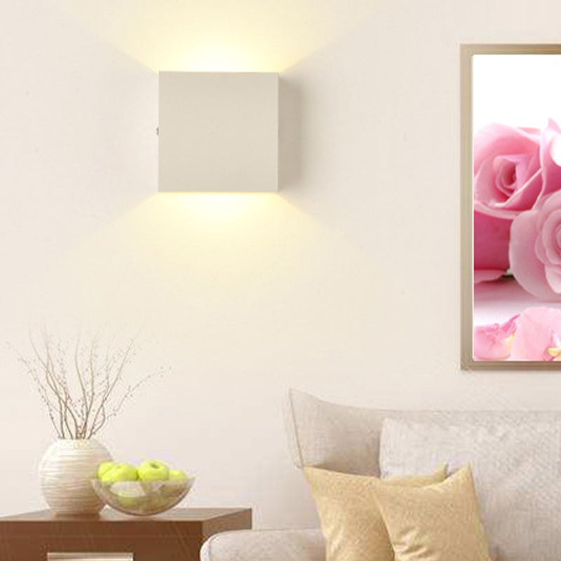 2-Lights Aluminum Wall Light Modern Cube 4" Wide Wall Sconce for Living Room