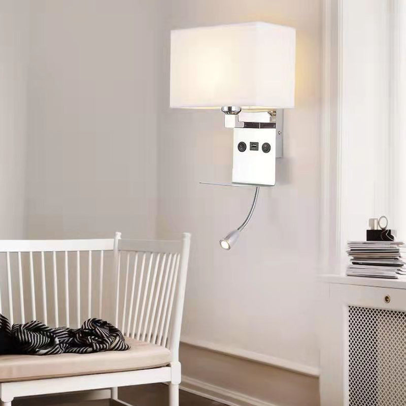 Contemporary Metal Reading Wall Light 10" Wide Wall Sconce with Natural Burlap