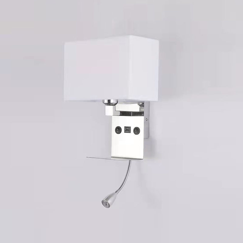 Contemporary Metal Reading Wall Light 10" Wide Wall Sconce with Natural Burlap