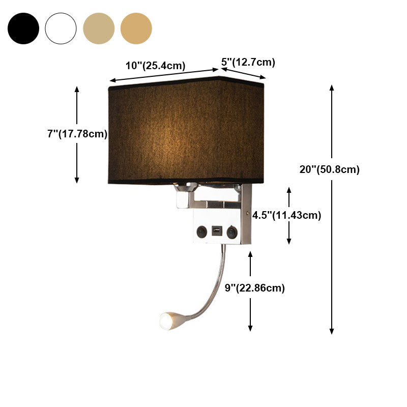 Contemporary Metal Reading Wall Light 10" Wide Wall Sconce with Natural Burlap