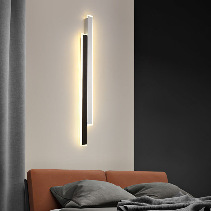Metal Linear Shape Wall Light Modern 2-Lights Wall Mounted Light Fixture in Black