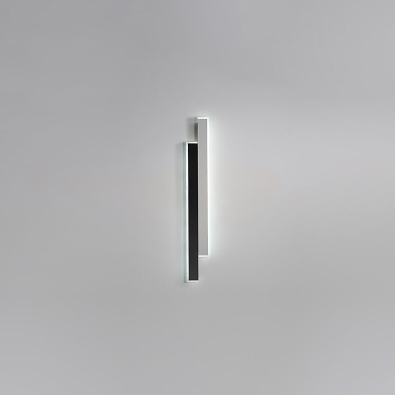 Metal Linear Shape Wall Light Modern 2-Lights Wall Mounted Light Fixture in Black