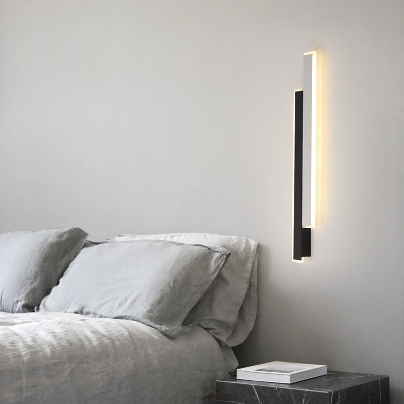 Metal Linear Shape Wall Light Modern 2-Lights Wall Mounted Light Fixture in Black