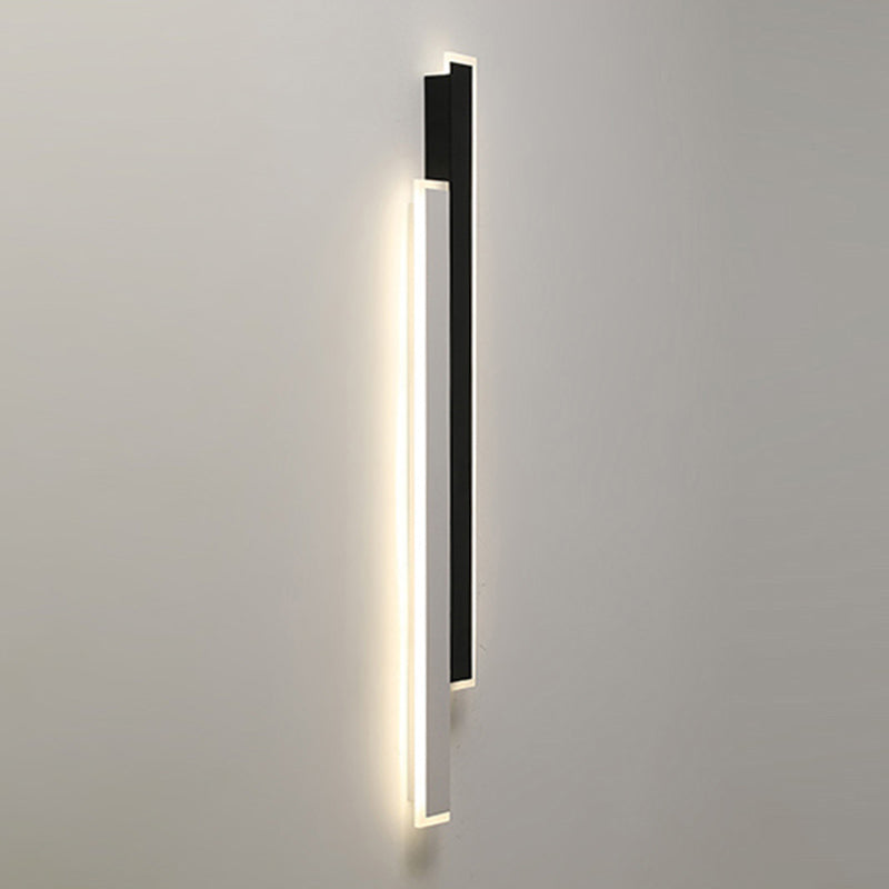 Metal Linear Shape Wall Light Modern 2-Lights Wall Mounted Light Fixture in Black