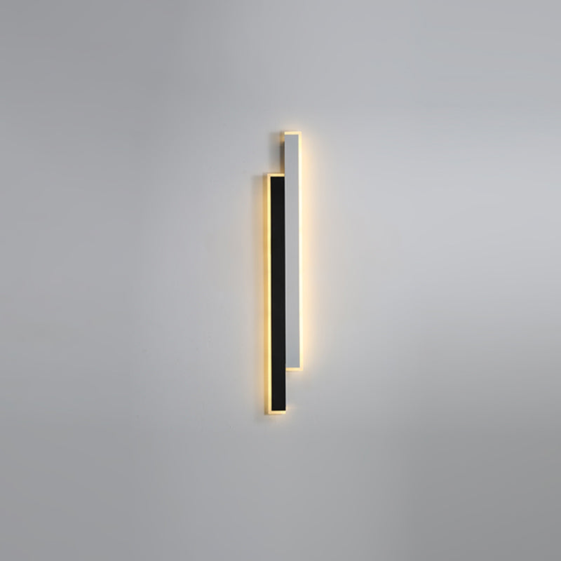 Metal Linear Shape Wall Light Modern 2-Lights Wall Mounted Light Fixture in Black