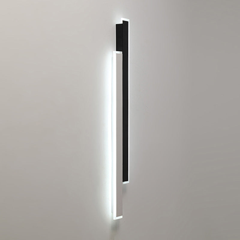 Metal Linear Shape Wall Light Modern 2-Lights Wall Mounted Light Fixture in Black