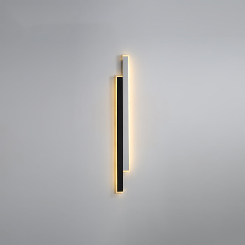 Metal Linear Shape Wall Light Modern 2-Lights Wall Mounted Light Fixture in Black