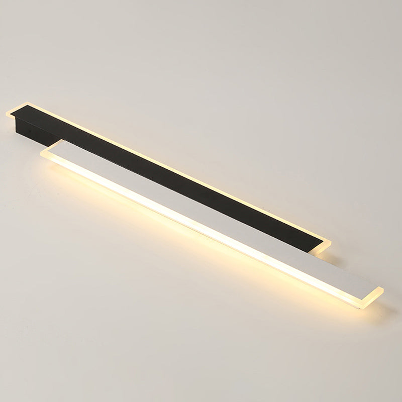 Metal Linear Shape Wall Light Modern 2-Lights Wall Mounted Light Fixture in Black
