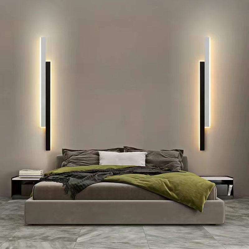 Metal Linear Shape Wall Light Modern 2-Lights Wall Mounted Light Fixture in Black