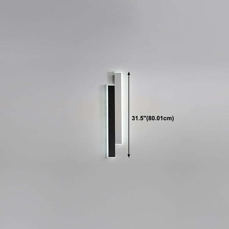 Metal Linear Shape Wall Light Modern 2-Lights Wall Mounted Light Fixture in Black