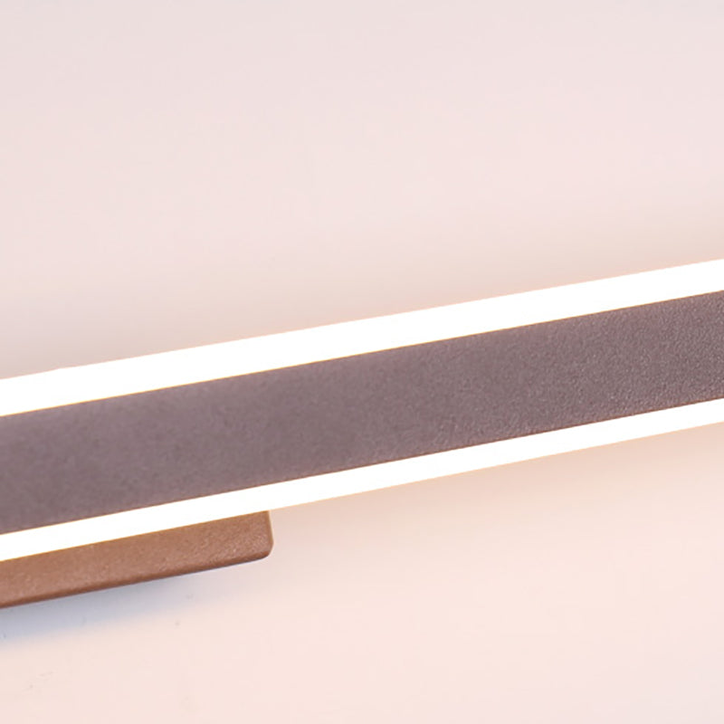 Metal Linear Shape Wall Light Modern 1 Light Mirror Wall Mount Light Fixture in Brown