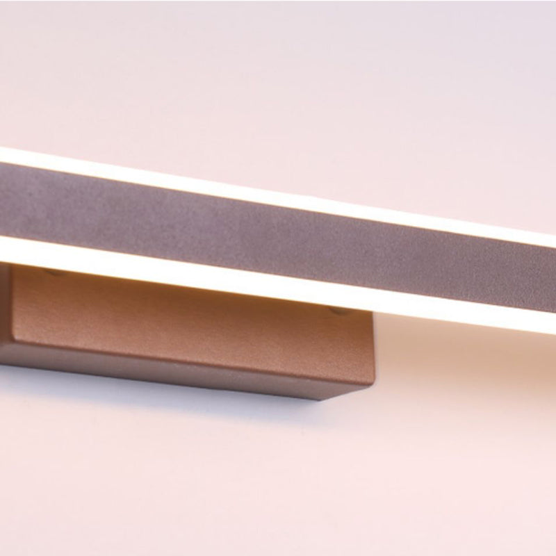 Metal Linear Shape Wall Light Modern 1 Light Mirror Wall Mount Light Fixture in Brown