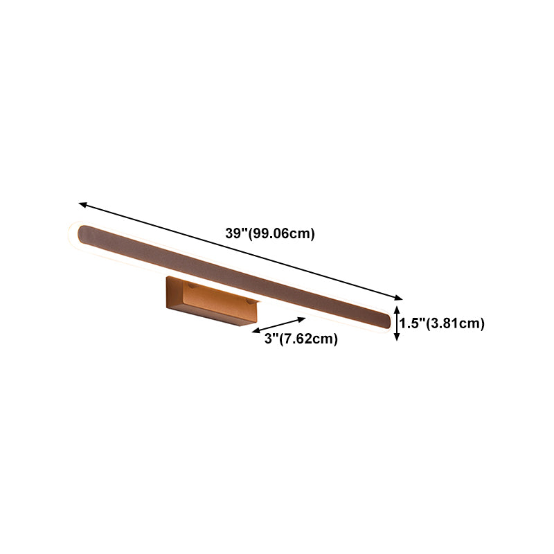 Metal Linear Shape Wall Light Modern 1 Light Mirror Wall Mount Light Fixture in Brown