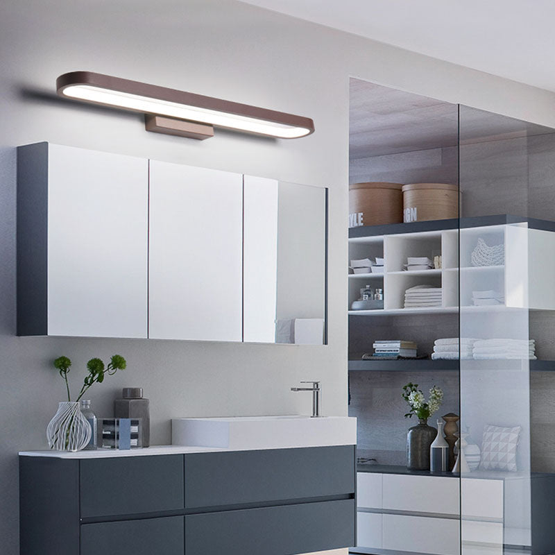 Linear Modern Style Vanity Light Metal 1 Light LED Mirror Light for Bathroom in Brown