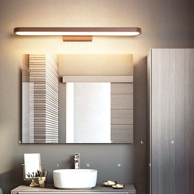 Linear Modern Style Vanity Light Metal 1 Light LED Mirror Light for Bathroom in Brown