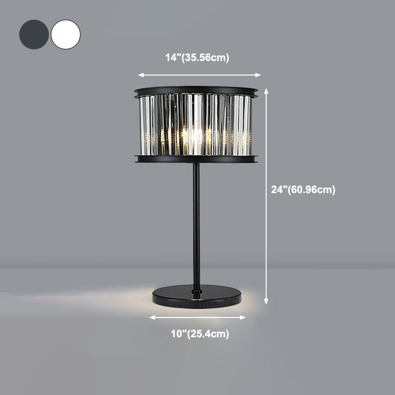 American Style Crystal Table Lamp Black 3 Lights Desk Lamp for Bedroom