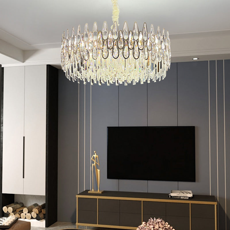 Iluminación de lámpara de lámpara moderna luz de cristal transparente para sala de estar