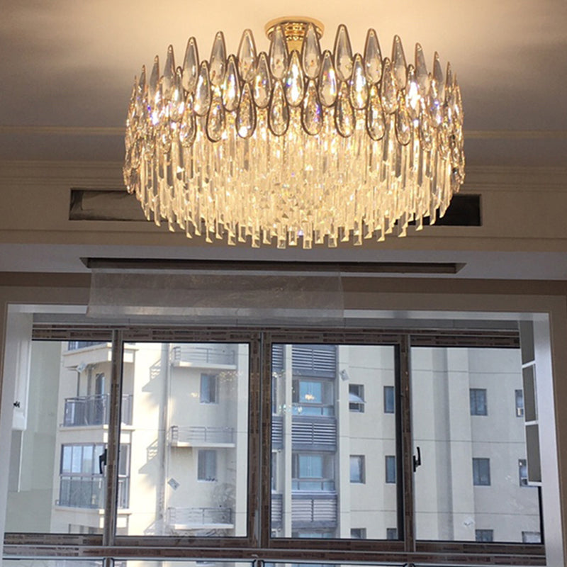 Iluminación de lámpara de lámpara moderna luz de cristal transparente para sala de estar