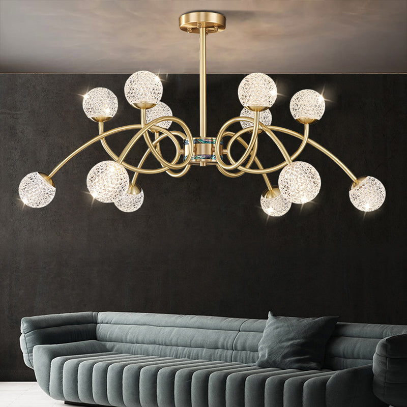 Lámpara de suspensión de techo dorada de forma de lámpara de lámpara de metal modernista