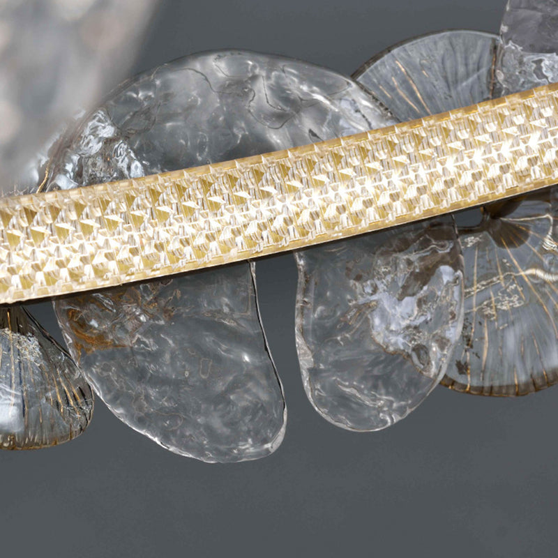 Lustre de style américain luminaire lustre en verre métallique rond en or