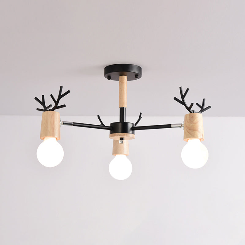 Luces de lámpara de araña de forma de asta de la lámpara de araña de madera moderna