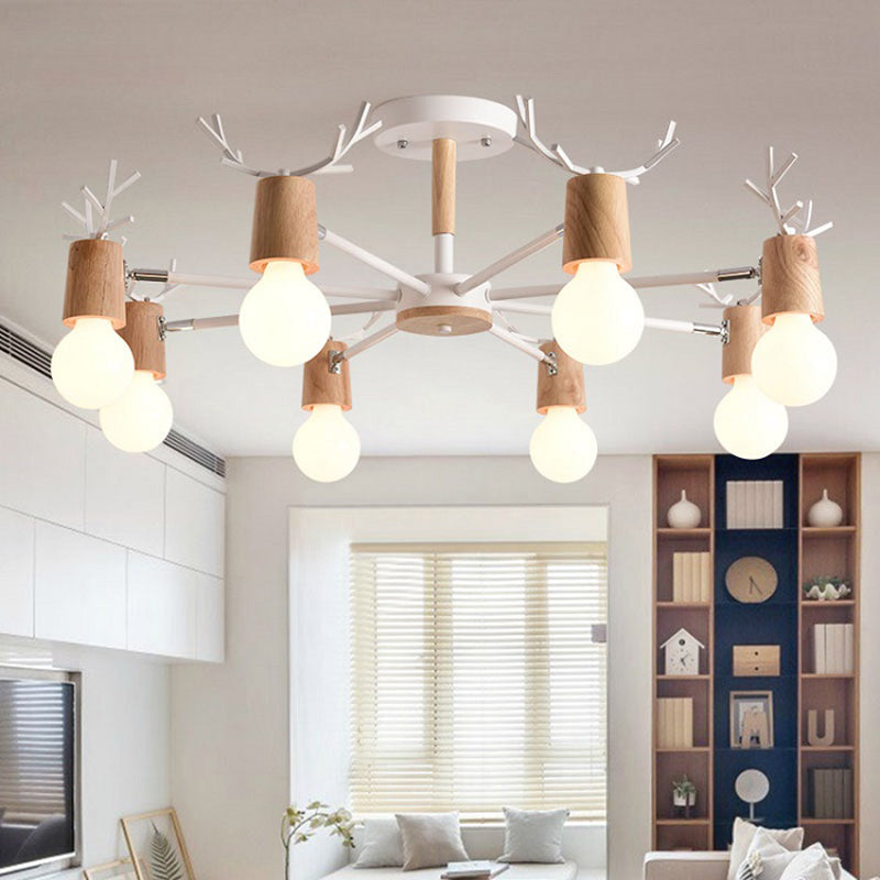 Luces de lámpara de araña de forma de asta de la lámpara de araña de madera moderna