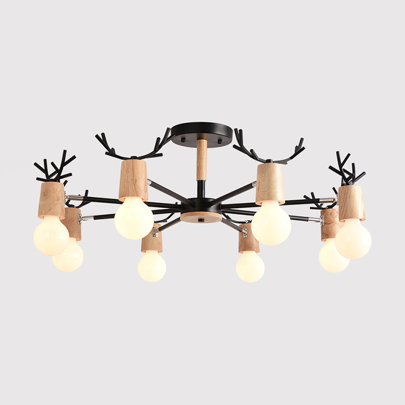 Luces de lámpara de araña de forma de asta de la lámpara de araña de madera moderna
