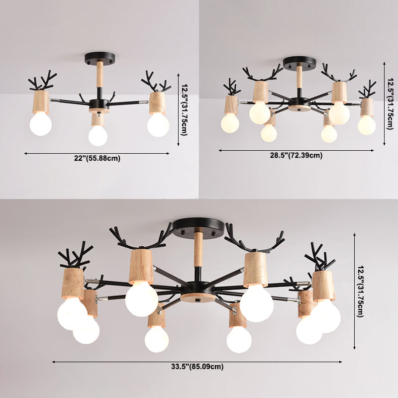 Geweihform Kronleuchter Lichter moderne Holzleuchterbeleuchtung.