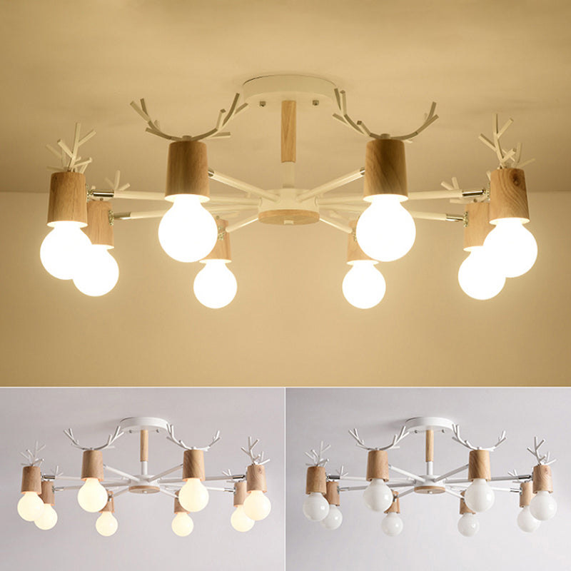Luces de lámpara de araña de forma de asta de la lámpara de araña de madera moderna