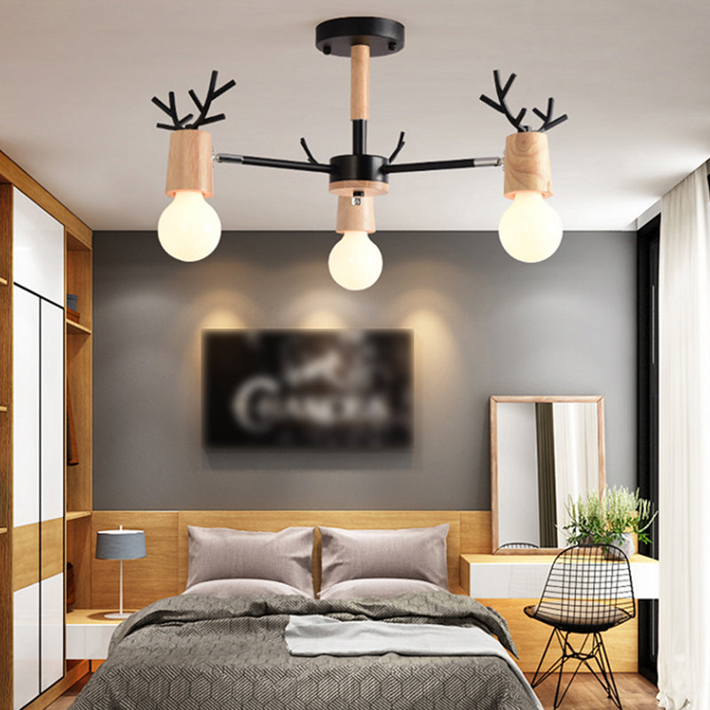 Luces de lámpara de araña de forma de asta de la lámpara de araña de madera moderna