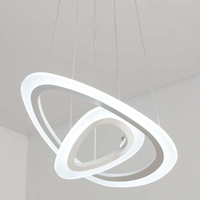 Luces de lámpara de araña de forma de triángulo contemporáneo accesorios de iluminación de araña de metal en blanco